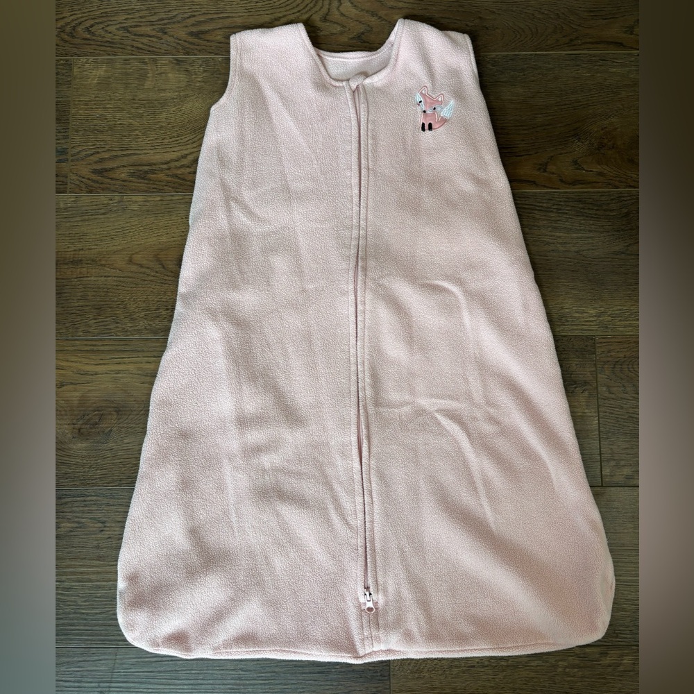Pink Baby Sleep Sack with Embroidered Animal